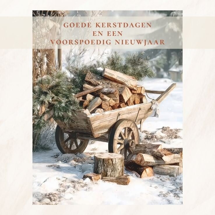 Kar met houtblokken - goede kerstdagen