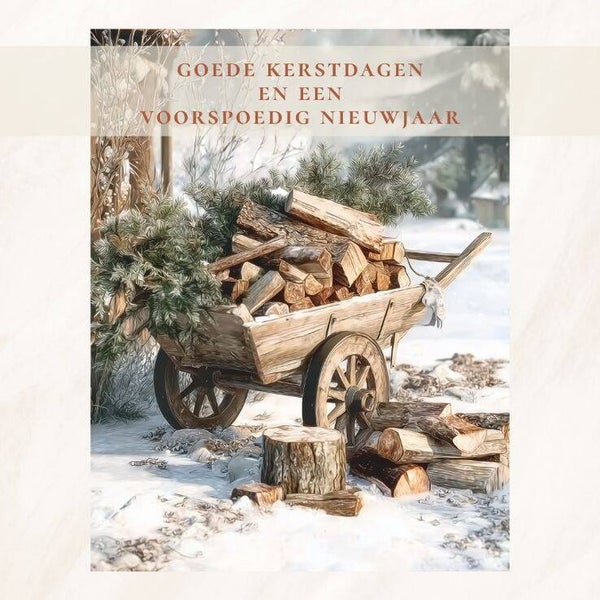 Kar met houtblokken - goede kerstdagen