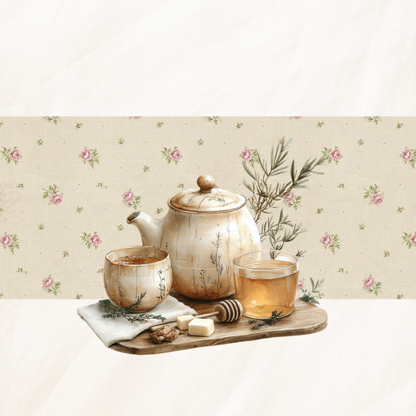 Theepot op dienblad