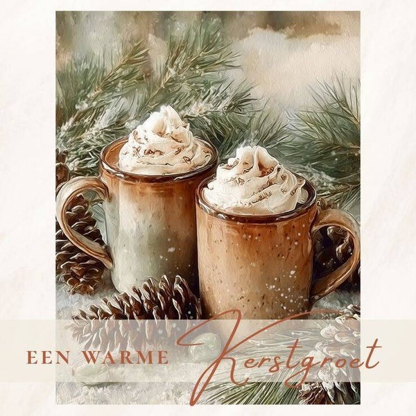 Bruine mokken - warme kerstgroet