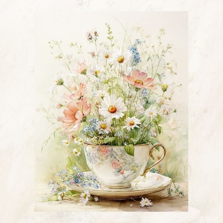 Blanco kopje met bloemen