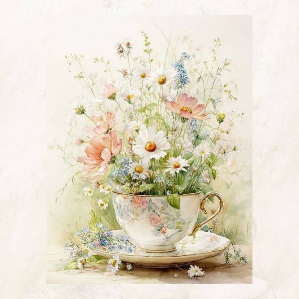 Blanco kopje met bloemen