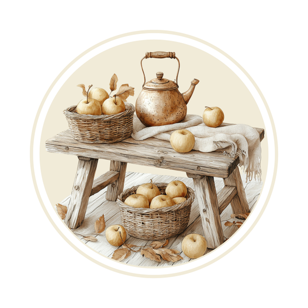 Tafeltje theepot met fruitmanden