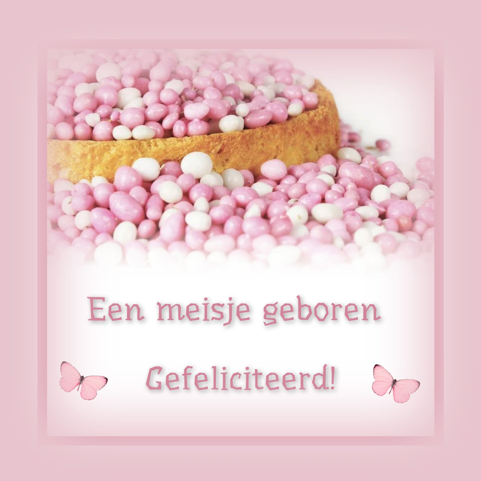 Beschuit met roze muisjes