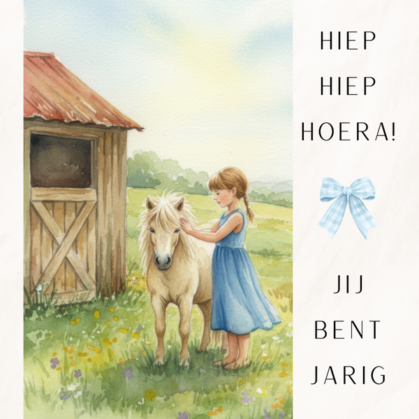 hiep hiep hoera-meisje-paard