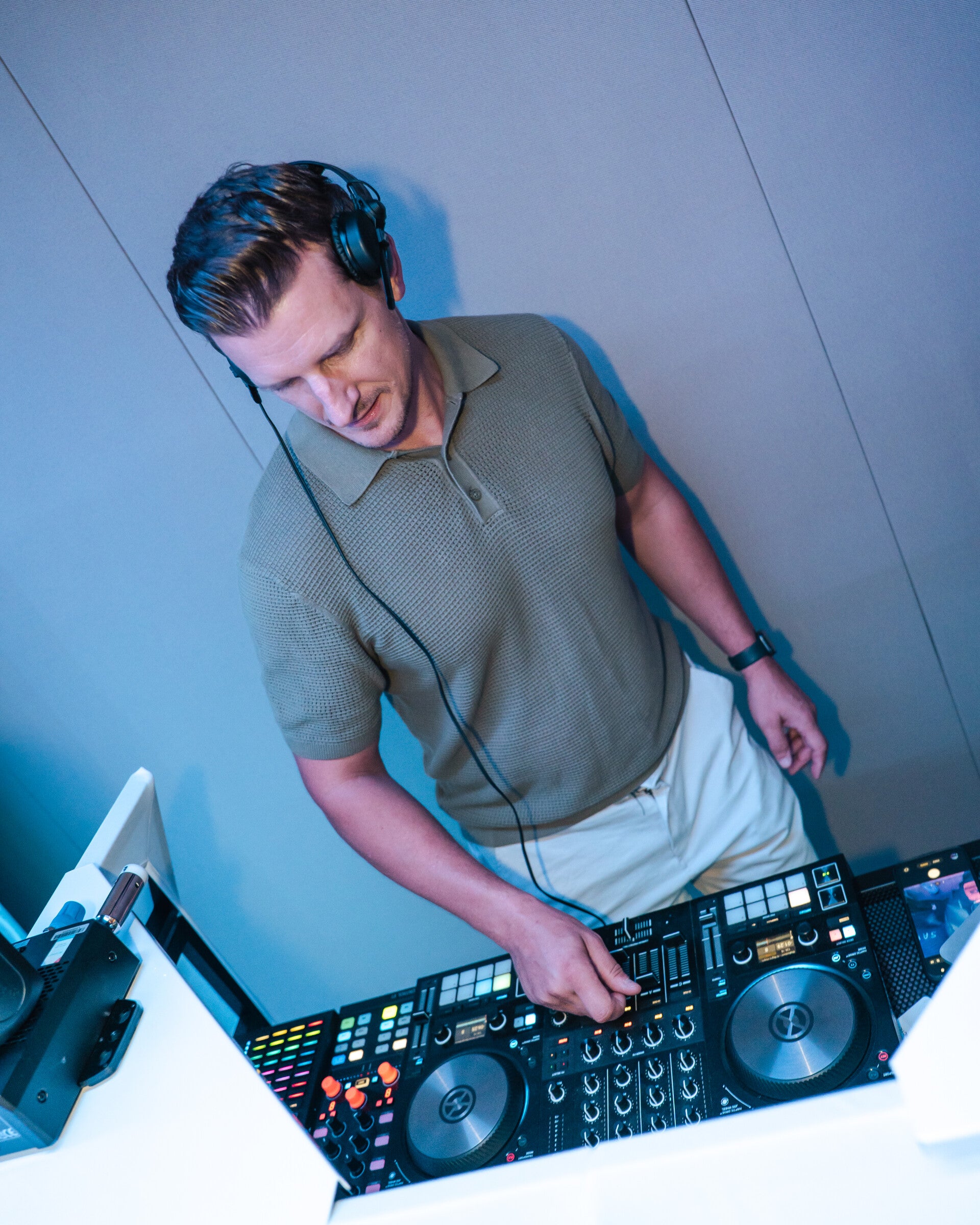Corporate event DJ providing music for staff celebration