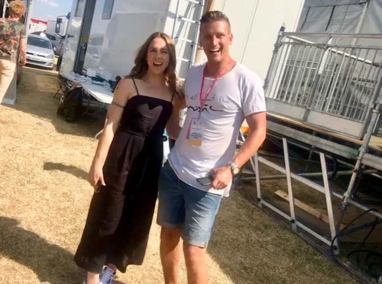 Matt Hall with Mel C at Silverstone