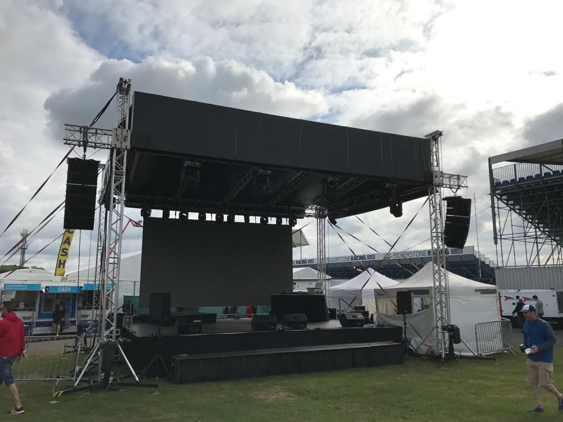 Outdoor stage at Silverstone during Matt Hall’s Grand Prix event work