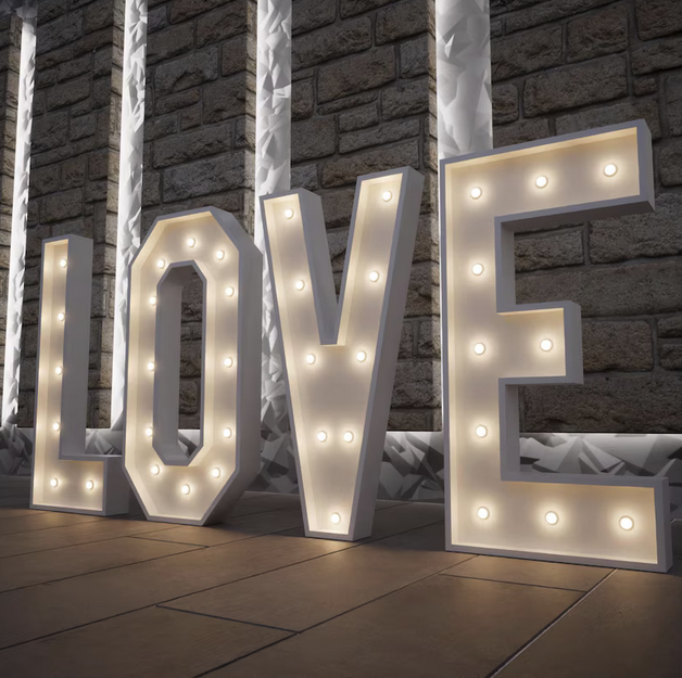 Illuminated LOVE letter hire for wedding add-on DJ