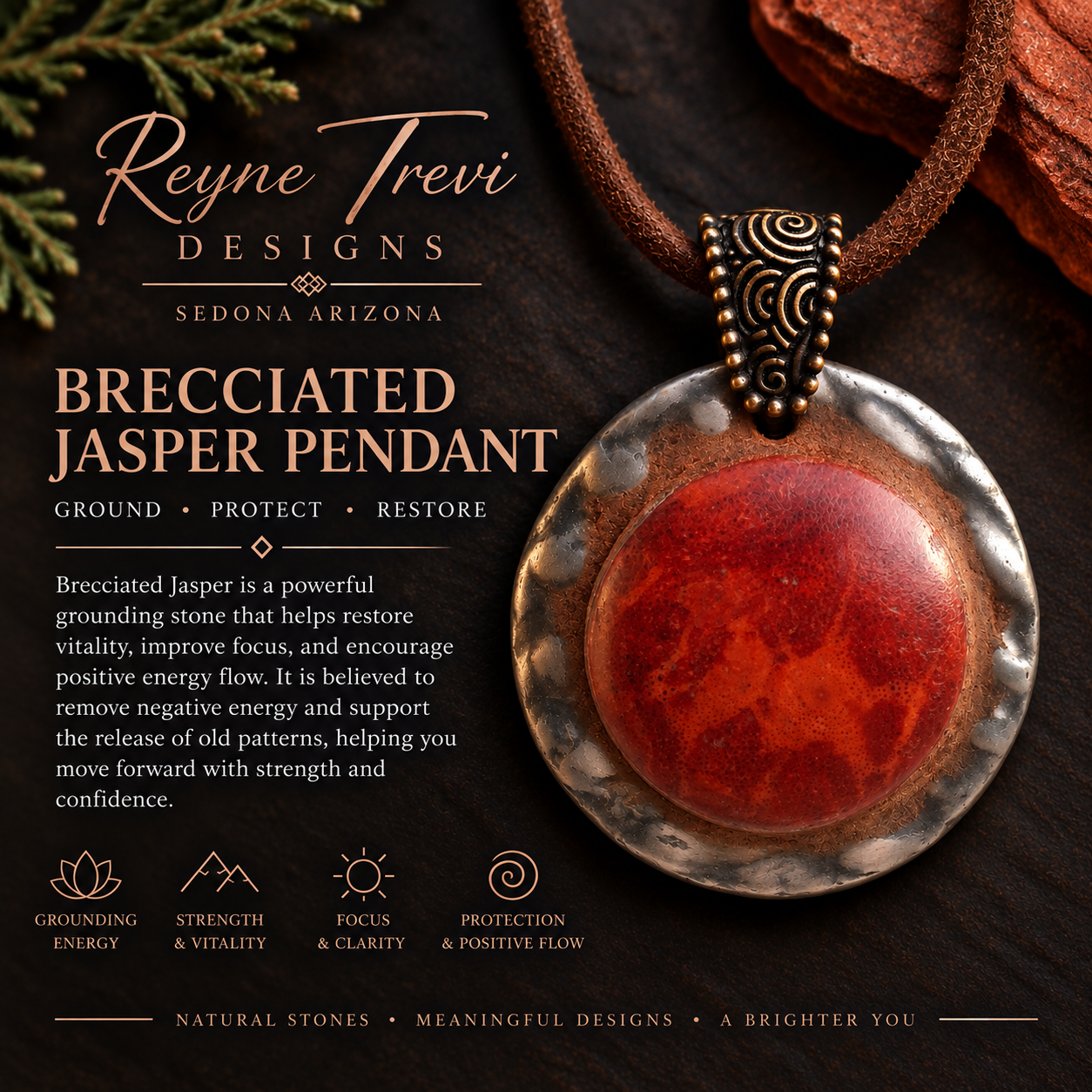 Brecciated Jasper Pendant by Artist Reyne Trevi