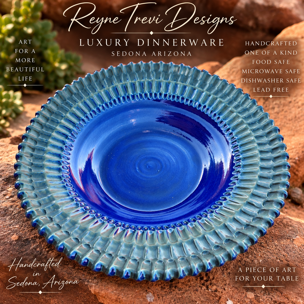Handcrafted Blue Ceramic Bowl – Luxury Sedona Dinnerware