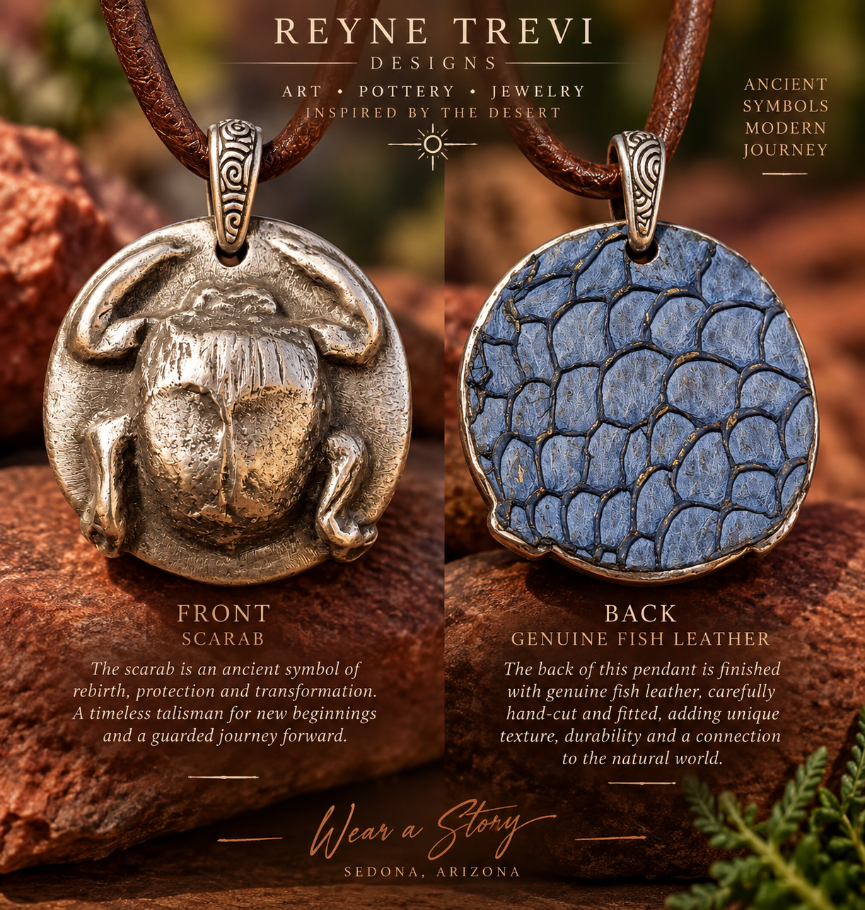 The First Scarab — Ancient Beginnings One-of-a-Kind Handcrafted Artisan Pendant | Reyne Trevi Designs