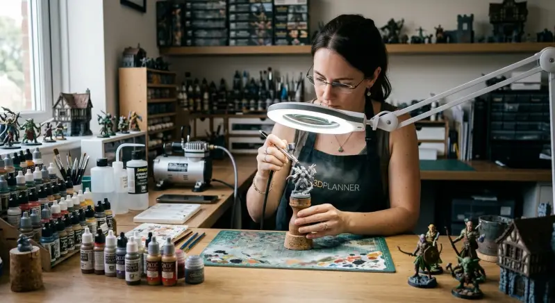 Gedetailleerd airbrushen en schilderen van 3D-geprinte miniaturen door 3Dplanner.
