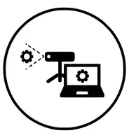 Icoon voor 3D-scannen van 3Dplanner met laserstralen die een object digitaal inscannen.