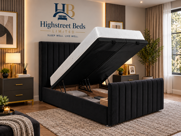Milan Wing Back Lift-Up Divan Bed and Mattress