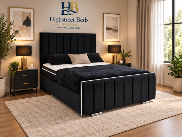 Chanel Upholstered Bed with Mattress & Optional Storage | Made In Uk