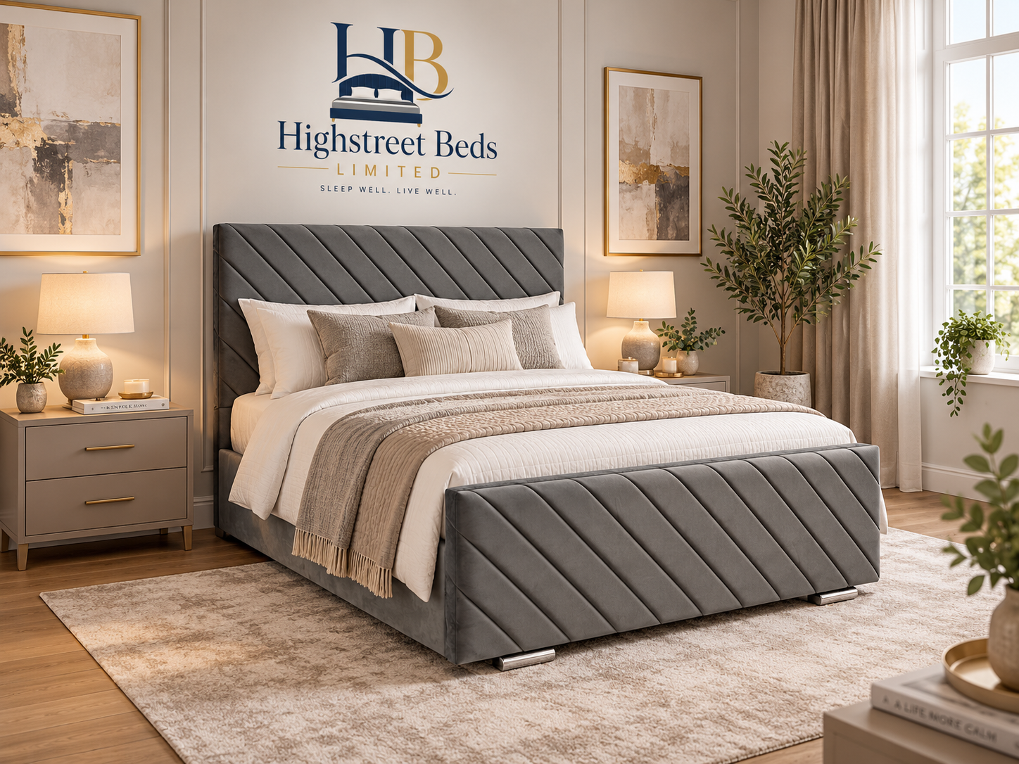 Milo Upholstered Bed with Mattress & Optional Storage | Made In Uk