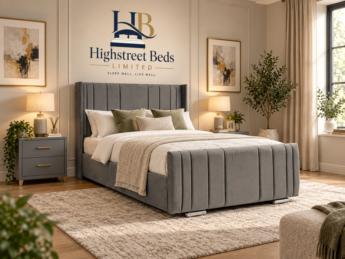 Trident Upholstered Bed with Mattress & Optional Storage | Made In Uk