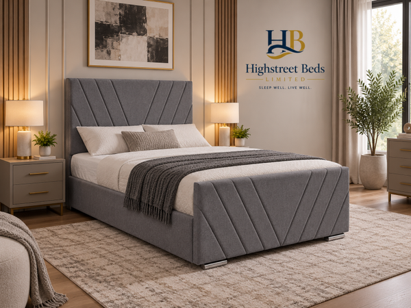 Vera Upholstered Bed with Mattress & Optional Storage | Made In Uk