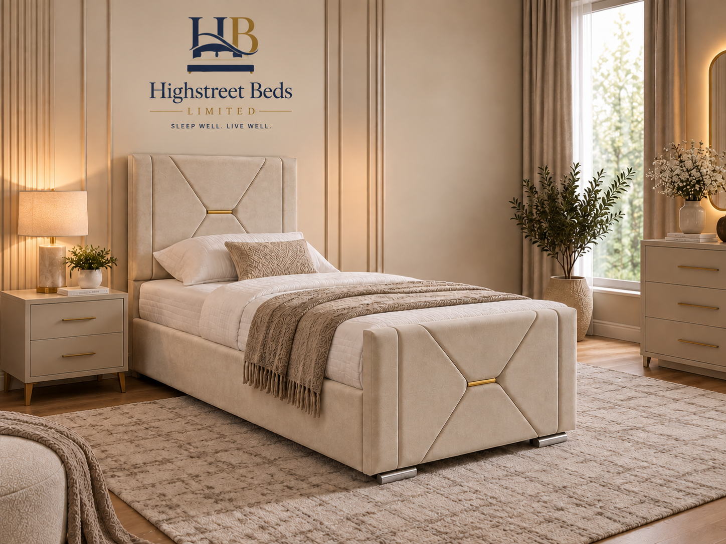 Twinkle Upholstered Bed with Mattress & Optional Storage | Made In Uk