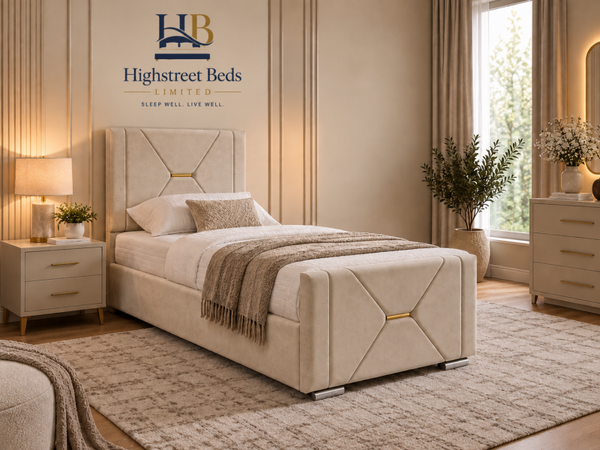 Twinkle Upholstered Bed with Mattress & Optional Storage | Made In Uk