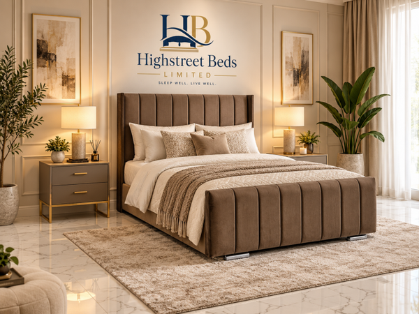 Milan Wingback Upholstered Bed with Mattress & Optional Storage | Made In Uk