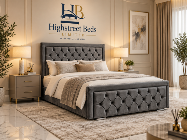 Hilton Upholstered Bed with Mattress & Optional Storage | Made In Uk