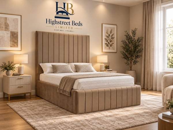 Boston Upholstered Bed with Mattress & Optional Storage | Made In Uk