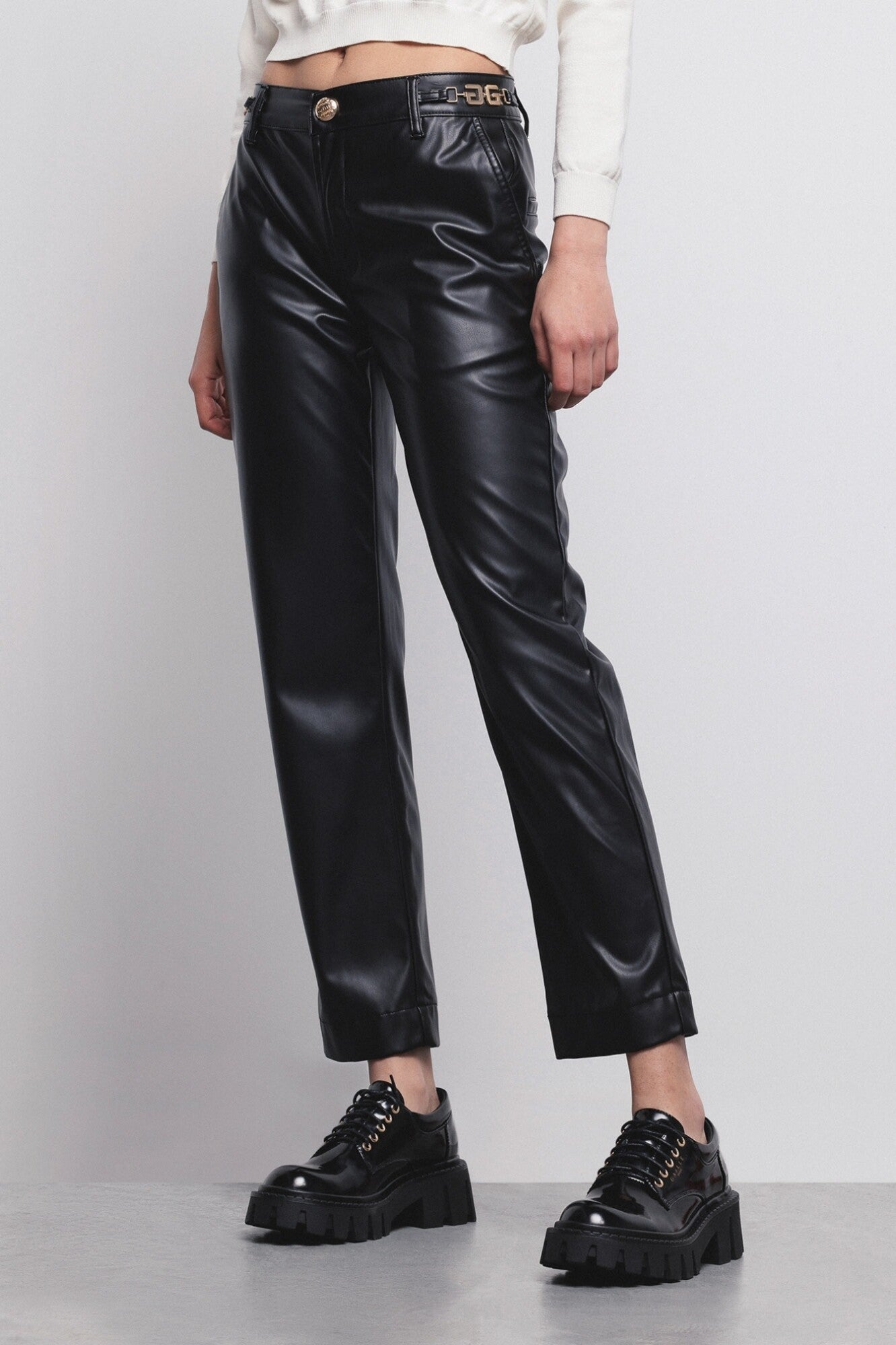 Gaëlle Paris Pantalone in Ecopelle Nero