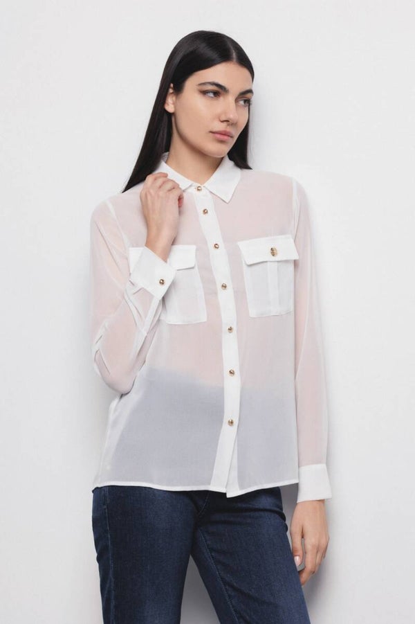 Gaëlle Paris Camicia Chiffon Bianca