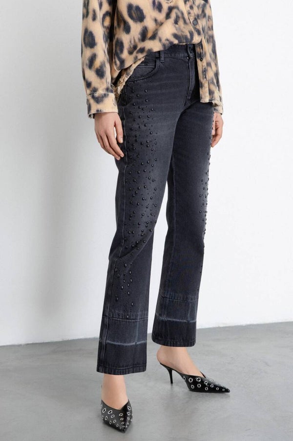 Gaëlle Paris Jeans Grigi con Borchie