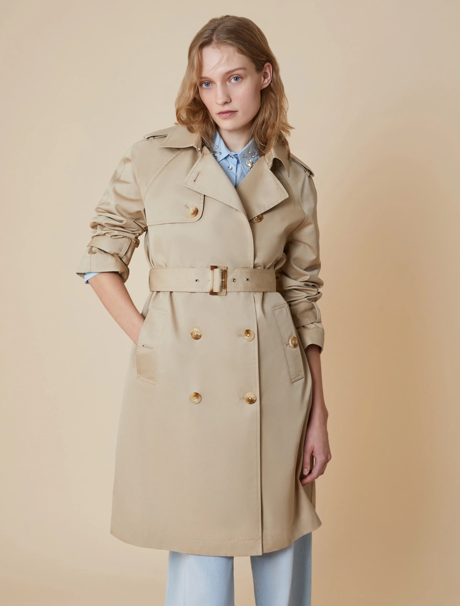Pennyblack Trench in gabardine antigoccia sabbia