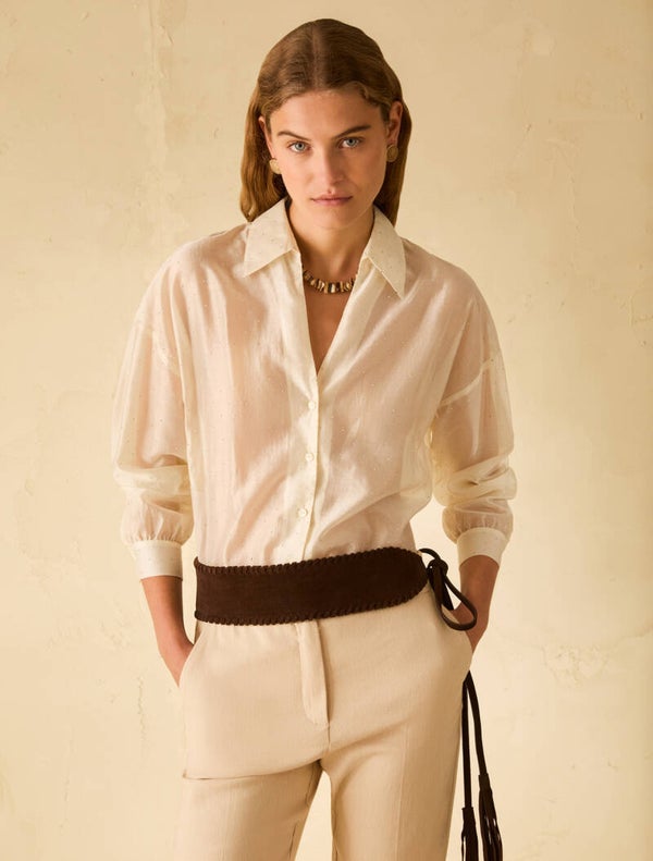 Pennyblack Camicia in Voile Avorio con Strass