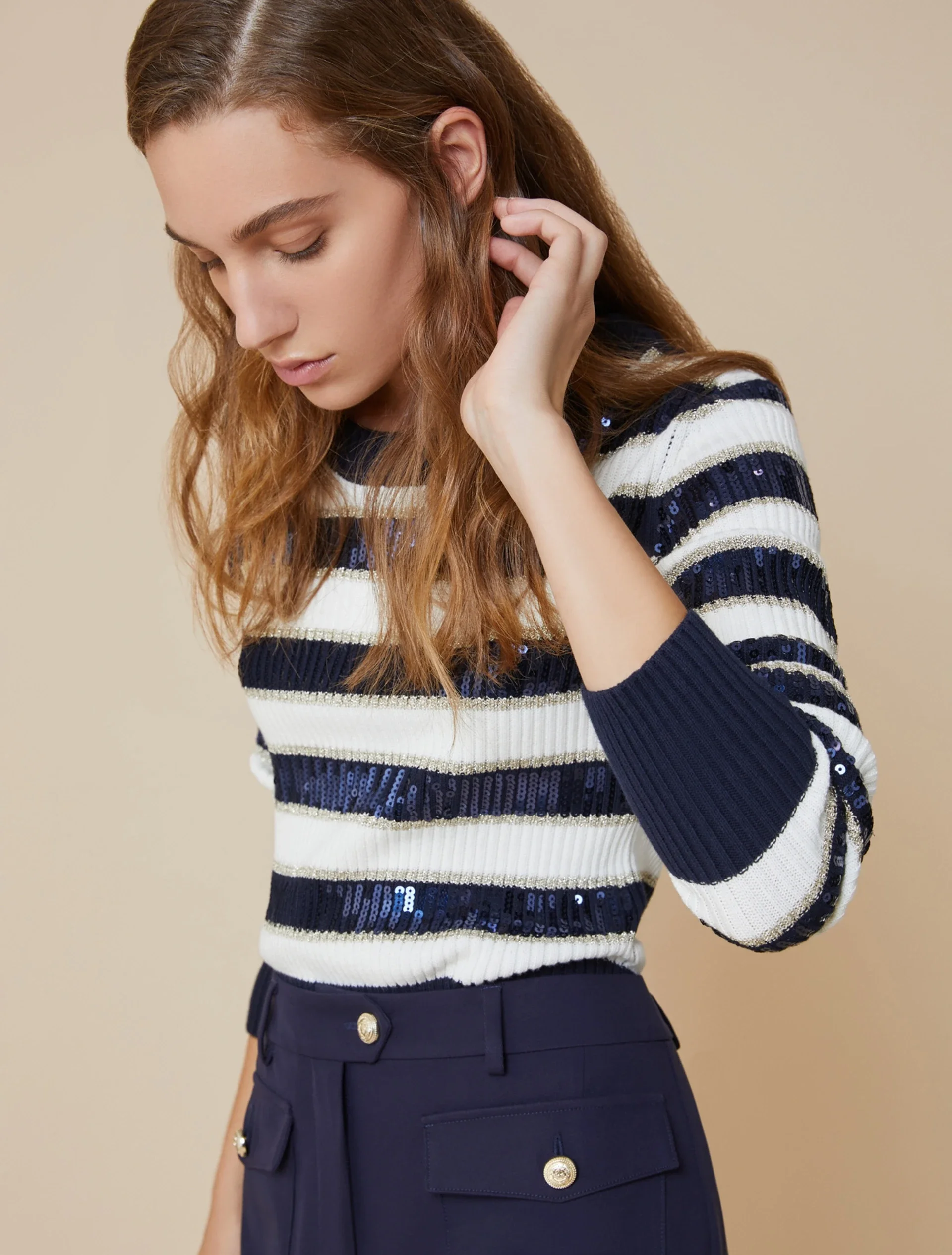 Pennyblack Maglia a Righe con Paillettes