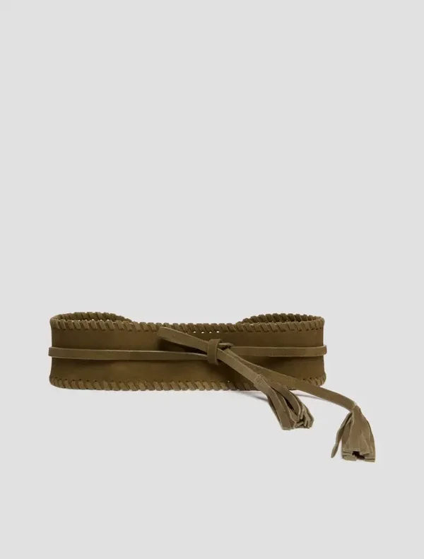 Pennyblack Cintura Alta in Suede Kaki