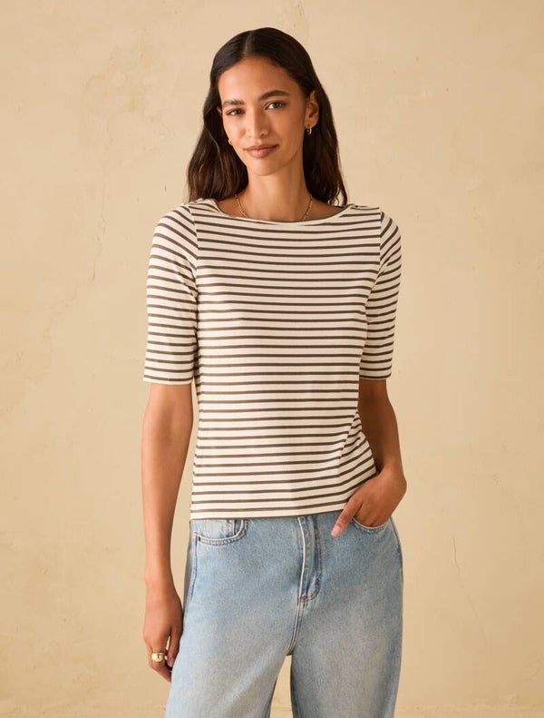 Pennyblack T-Shirt con Scollo a Barchetta Kaki
