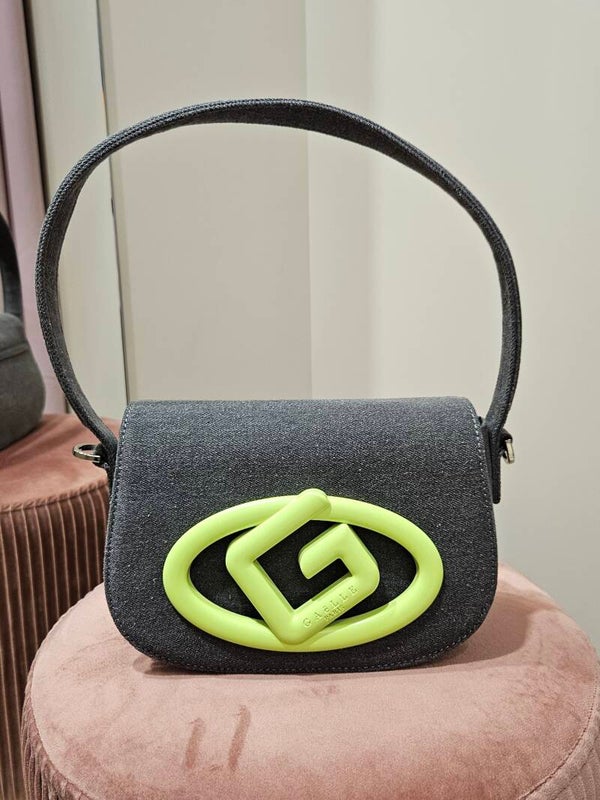 Gaëlle Paris Borsa Denim Grigia con Galvanica Fluo