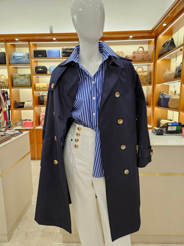 Pennyblack Trench in gabardine antigoccia blu