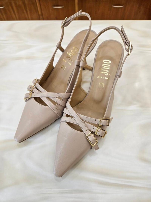Ovyé Scarpe con Tacco Nude con Cinturino