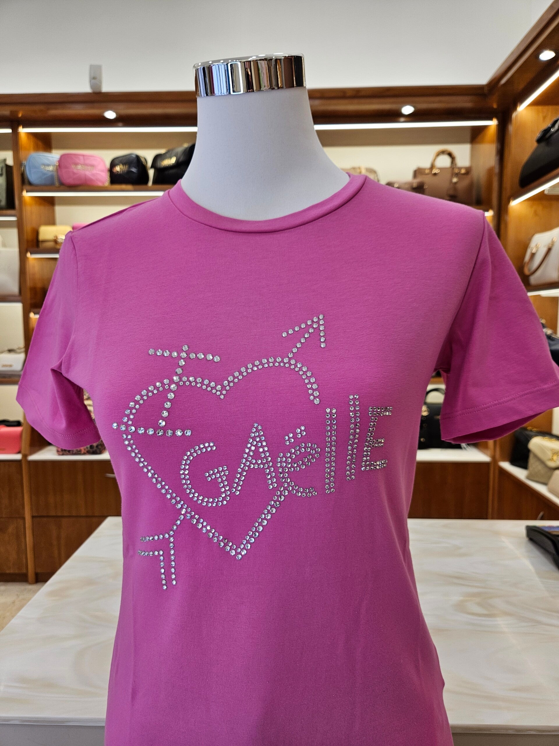 Gaëlle Paris T-shirt Fucsia con Strass