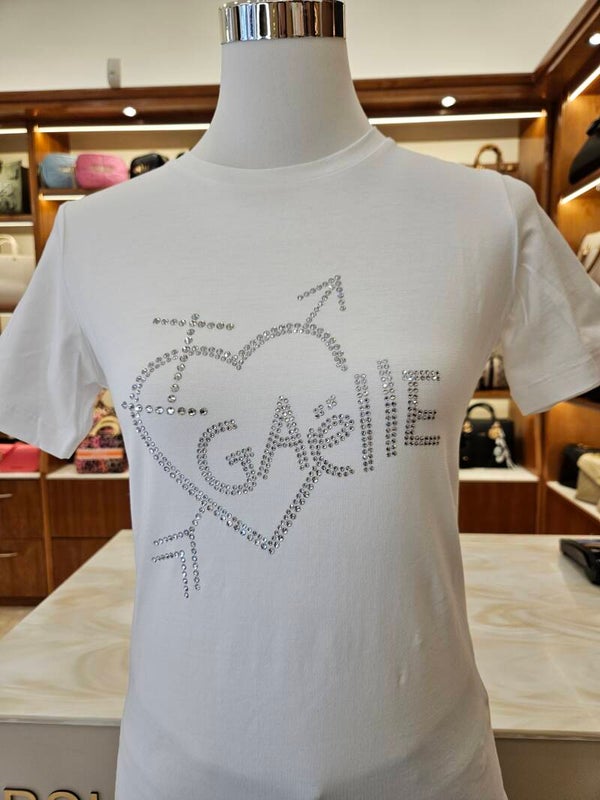 Gaëlle Paris T-shirt Bianca con Strass