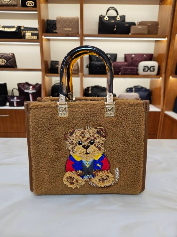Rue Madam Borsa Mini Tote in Ecopelliccia Biscotto