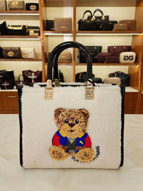 Rue Madam Borsa Mini Tote in Ecopelliccia Burro