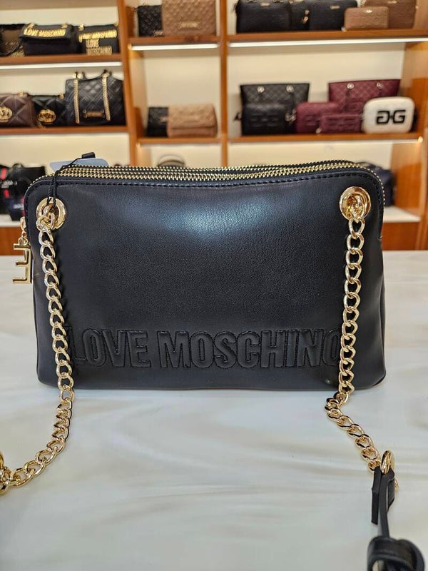 Love Moschino Borsa Nera con Lettere con 4 Scomparti