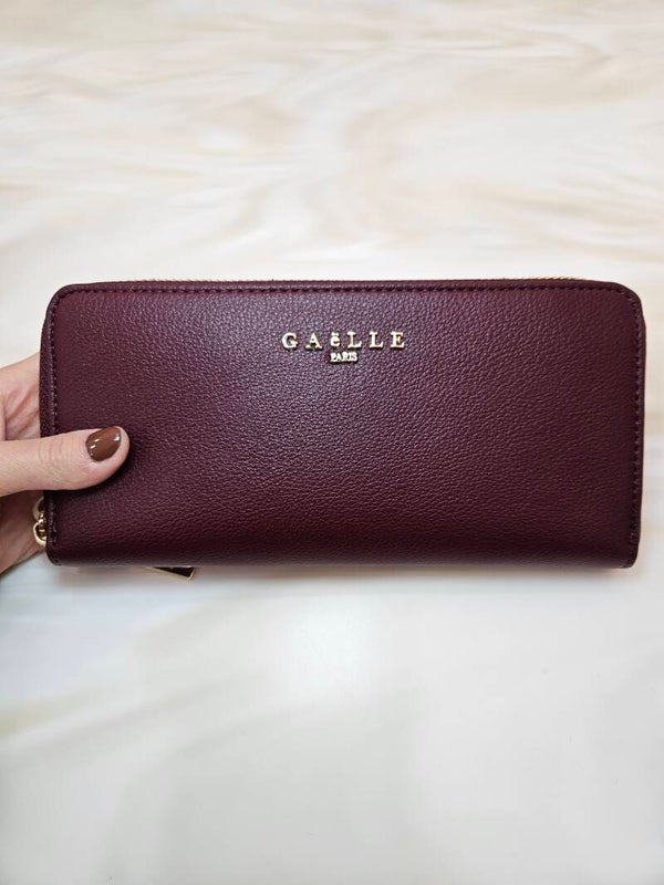 Gaëlle Paris Portafoglio Grande Burgundy con Logo Oro