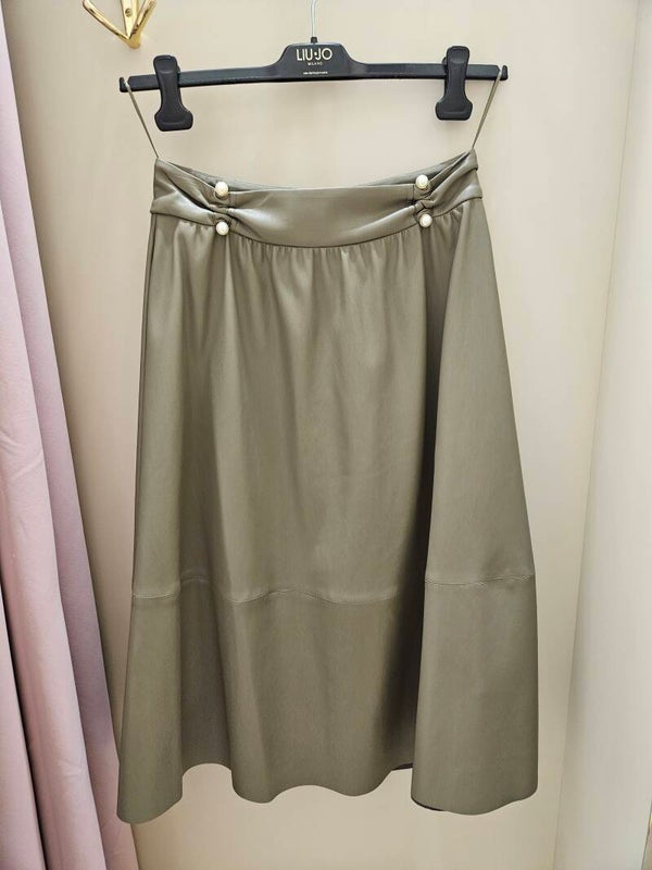 Liu Jo Gonna in Tessuto Spalmato Verde Asparago