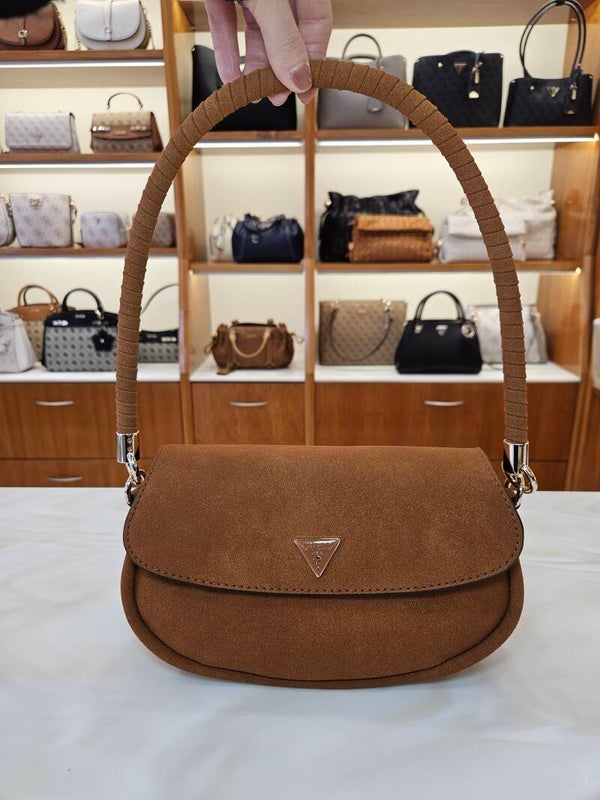 Guess Borsa a Spalla in Suede Cognac