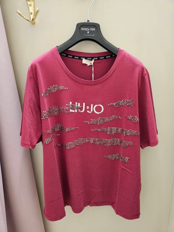 Liu Jo T-Shirt Fucsia Con Applicazioni