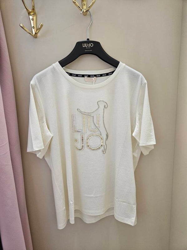 Liu Jo T-Shirt Bianca con Cagnolino