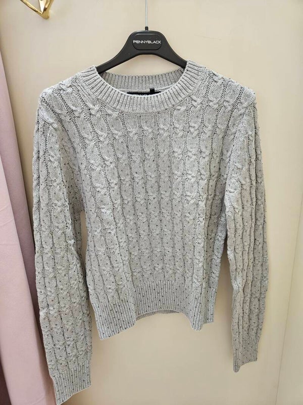 Pennyblack Maglia a Trecce Grigia con Micro-Strass